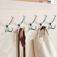 thumbnail image 3 of KHTUMEWARE  Large Wall Double-Sided Hook 5 Pack Polished Chrome Hook Decorative Heavy Duty Solid Large Coat Hooks for Towel Hanging Coats Robe Towel Bags Door Back 2 Prong Hooks, 3 of 5