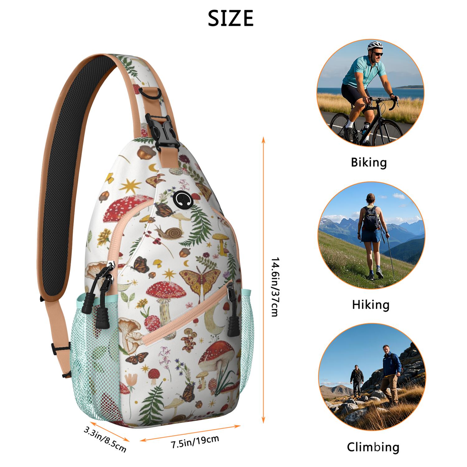 Colorful Weed Sling Bag for Men & Women - Durable Chest Bag with Secure Zippers for Biking & Urban Use - Hemp Leaf & Marijuana Leaf Aesthetic