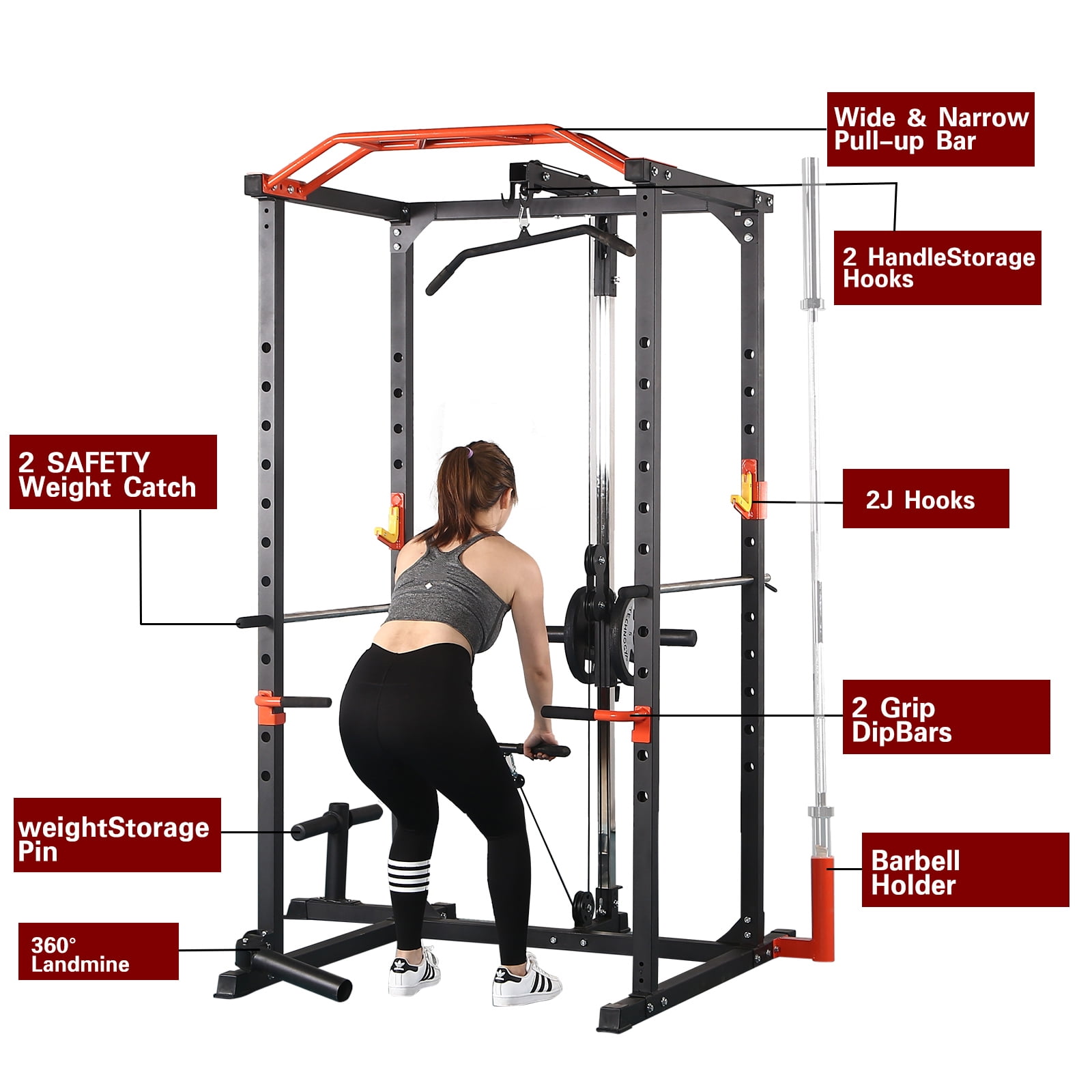 $19/mo - Finance SPART Smith Machine Squat Rack With Smith Bar And Pull Up Bar, Half Power Cage With Linear Bearings, Multi-Function Weightlifting Rack With Weight Storage Pegs For Upper Body Strength Training, Black | Buy Now, Pay Later