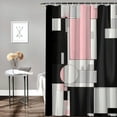 thumbnail image 2 of Orinice Modern Pink Shower Curtain for Bathroom, Grey Black and White Abstract Mid Century Minimalist Geometric Shower Curtains Polyester Fabric Bathroom Decoration Bath Curtains Hooks Included 69x72, 2 of 7