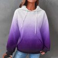thumbnail image 2 of DDAPJ pyju Womens Waffle Knit Hoodies 2024 Trendy Gradient Printed Hooded Sweatshirt Lightweight Drawstring Hoodies Loose Casual Textured Sweatshirts with Kangaroo Pocket Todays Daily Deal Purple XL, 2 of 7