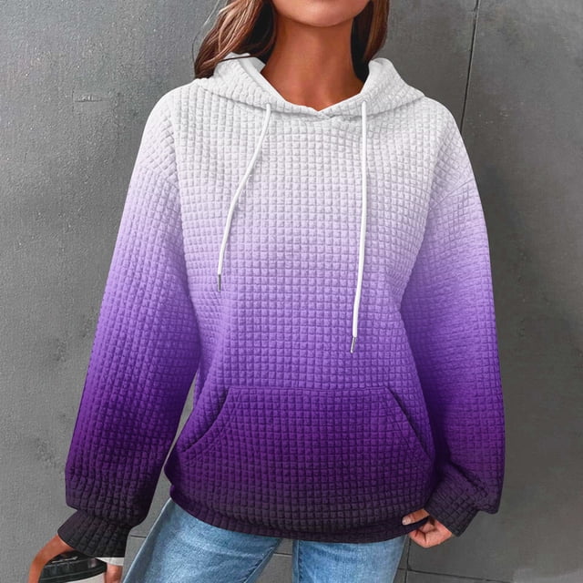 Qertyioot Chemises à Manches Longues pour Femmes, Blouse Imprimée Mode Décontractée Sweat à Capuche