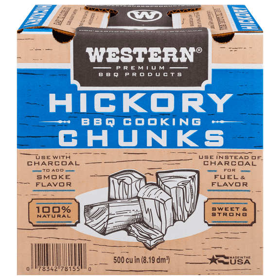Western Premium BBQ Hickory BBQ Cooking Chunks, 500 Cubic inches