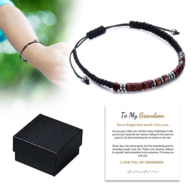 Pulsera trenzada con cuentas, te amo nieto pulseras Morse te amo nieto pulsera Morse durabilidad extendida