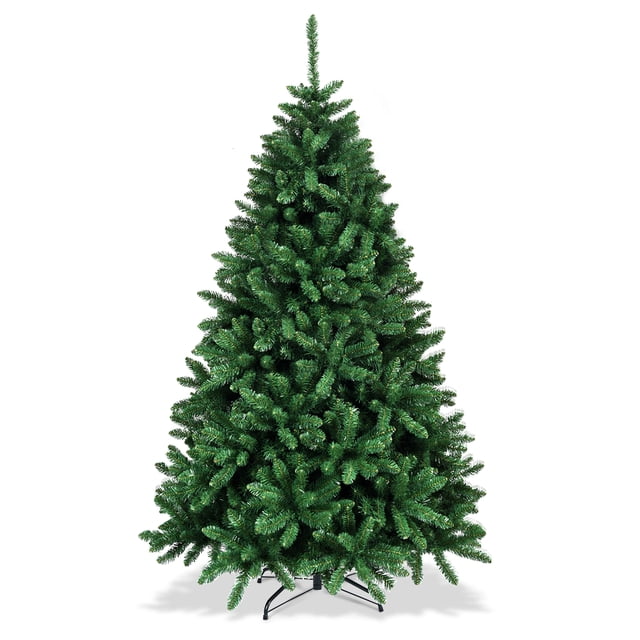 Costway 1,8m Árbol de Navidad Árbol Artificial con Base en Metal Resistente Plegable Árbol en PVC para fiesta casa Mercados Verde