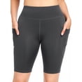 thumbnail image 4 of NELEUS Womens 4 Pack Workout Shorts 10" for Yoga Biker High Waist Compression Tummy Control with Pockets,2 Black+Gray+Navy Blue,US Size L, 4 of 12