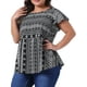thumbnail image 4 of Blusa de talla grande para mujer Agnes Orinda, con estampado floral bohemio, cuello redondo y mangas con volantes, 1X negra, 4 of 6