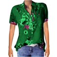 thumbnail image 4 of MSJUHEG Hauts pour Femmes Grande Taille Blouse Imprimée avec Poche Manches Courtes Vert m, 4 of 5
