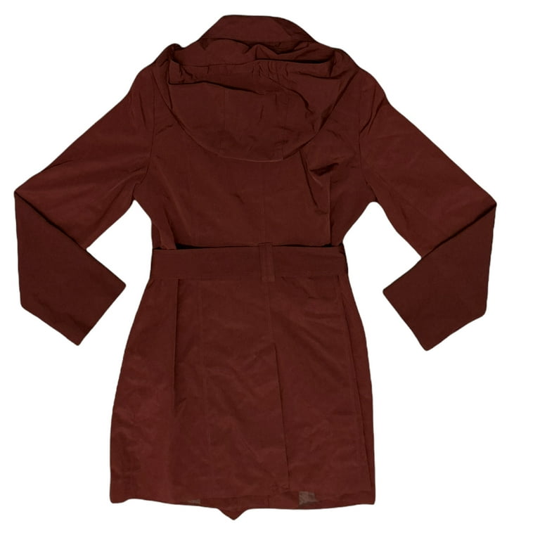 London Fog Women s Water Resistant Single Breasted Trench Coat With Removable Burgundy XXL