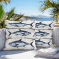 thumbnail image 4 of Outdoor Pillow Cover Blue Tuna Oil Painting Set of 2 Waterproof Throw Pillowcases Vintage Wood Grain Decorative Patio Furniture Pillows for Couch Garden Indoor & Outdoor Use, 4 of 9