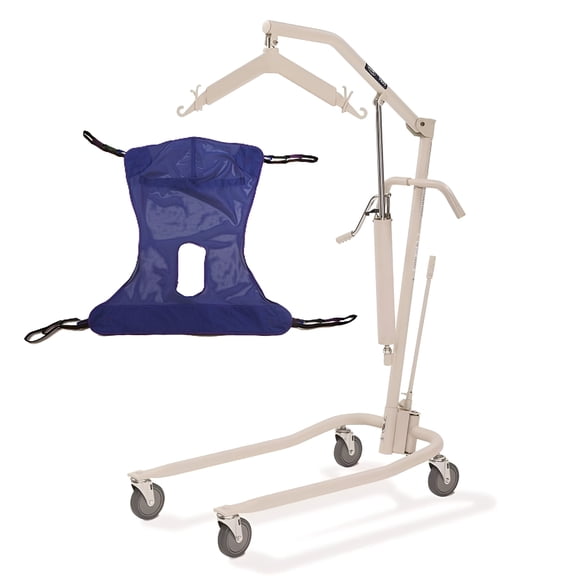 Invacare Hydraulic Patient Lift with R114 Full Body Mesh Sling, 450 lb