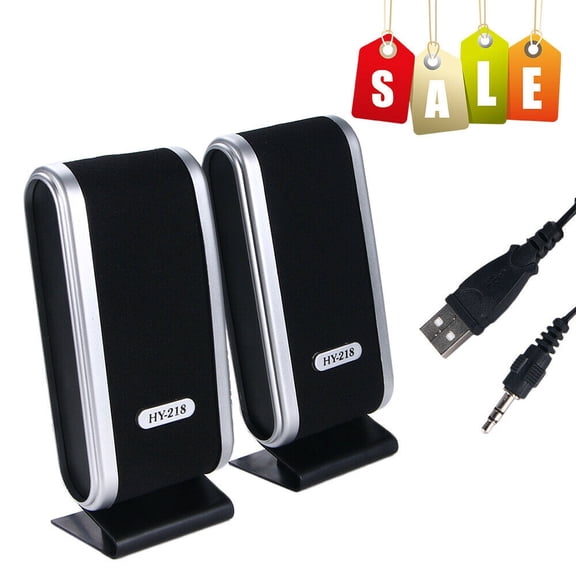 6W Mini Computer Speakers External Wired USB Speakers with 3.5mm Headphone Jack for Laptop Tablet Desktop