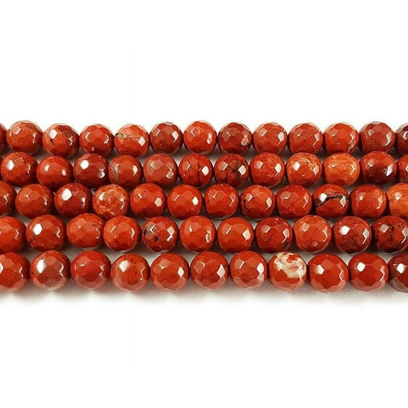8mm 15 Inches Red Jasper Faceted Round Beads Genuine Gemstone Natural Jewelry Making