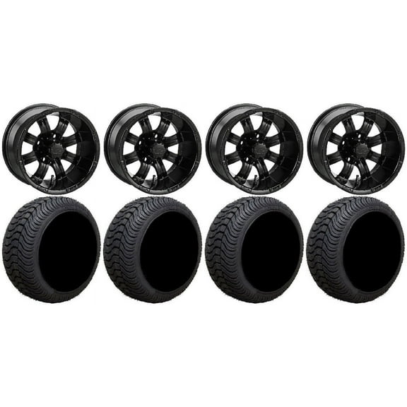 LSI Casino 10" Black Golf Wheels 205x50-10 Cruze Tires E-Z-GO & Club Car