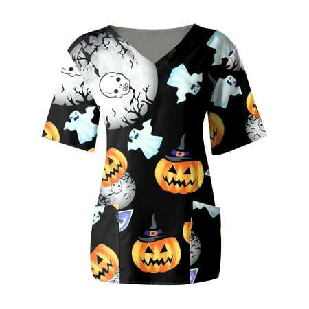 

Cakiesky Women s Scrubs Top Quick Dry V Neck Nurses Tops Black M