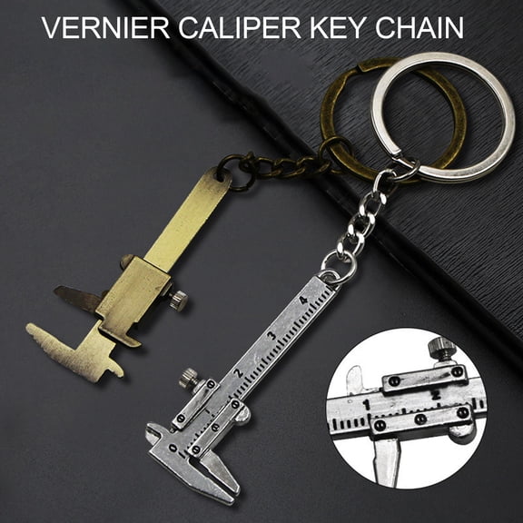 Naierhg Mini Measuring Gauging Tool Pendant Key Ring Caliper Slide Ruler Keychain