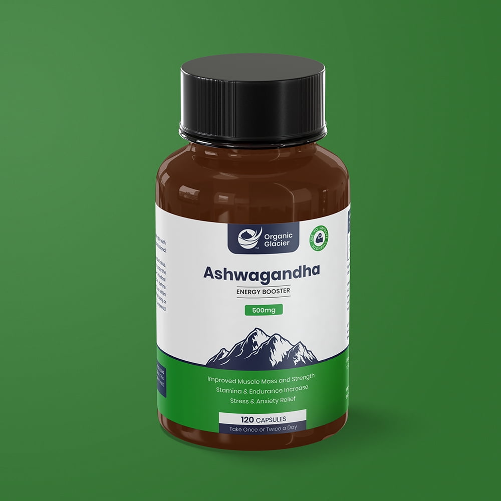 Organic Ashwagandha (Indian Ginseng) Capsules : Rejuvenating Tonic - 120 Herbal Capsules - Organic Glacier