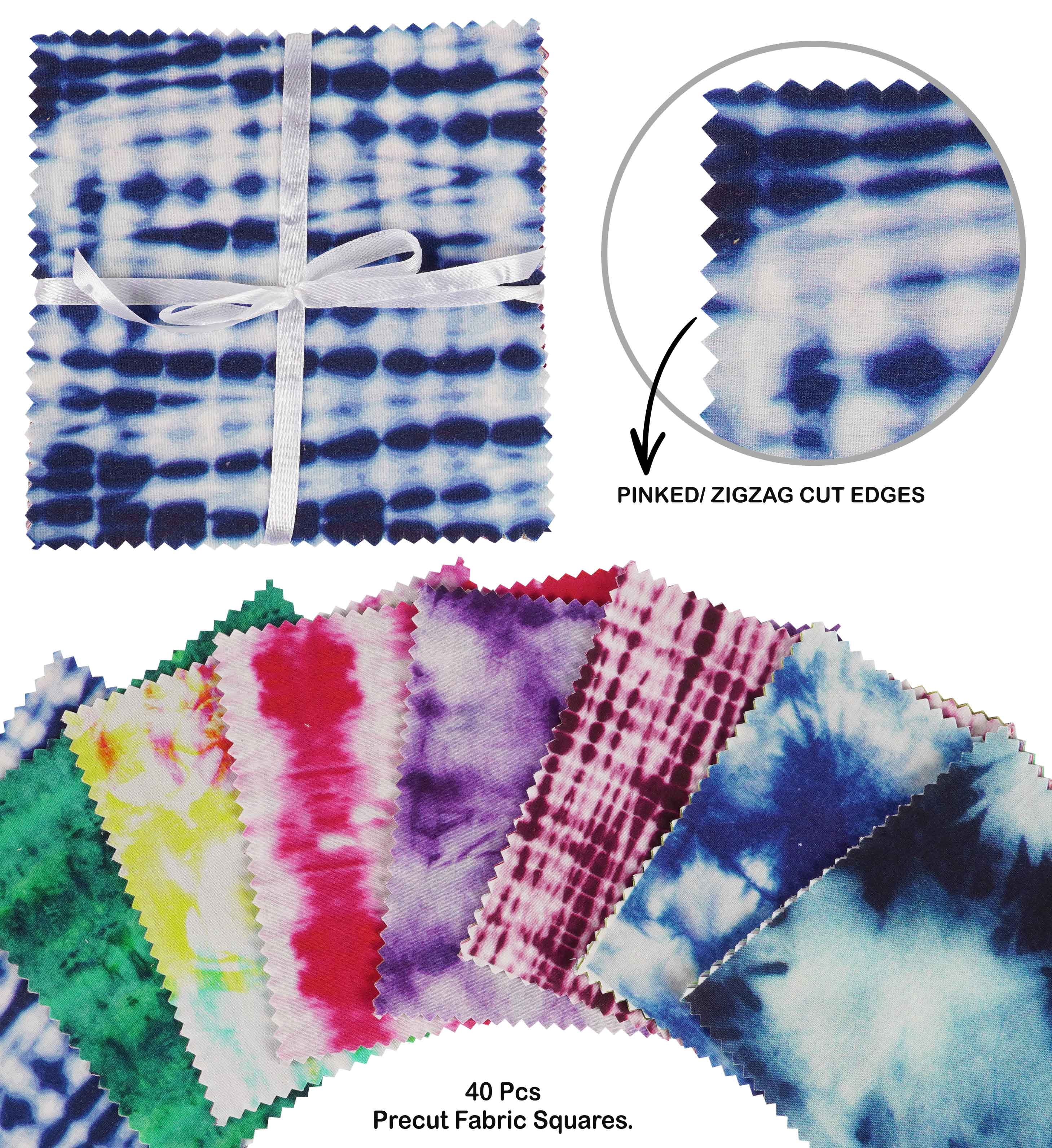 Soimoi Precut 10-inch Tie & Dye Prints Cotton Fabric Bundle Quilting Squares Charm Pack DIY Patchwork Sewing Craft- Multicolor