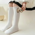 thumbnail image 5 of Esaierr 2 Pairs of Kids Girls Flowers Bow Knee High Socks Toddler Stacked Socks Solid Color Mid-Calf Socks Fall Winter Thigh High Socks, 5 of 9