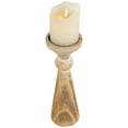 thumbnail image 3 of Two Tone Wooden Pedestal Pillar Candle Holder - 12", 3 of 6