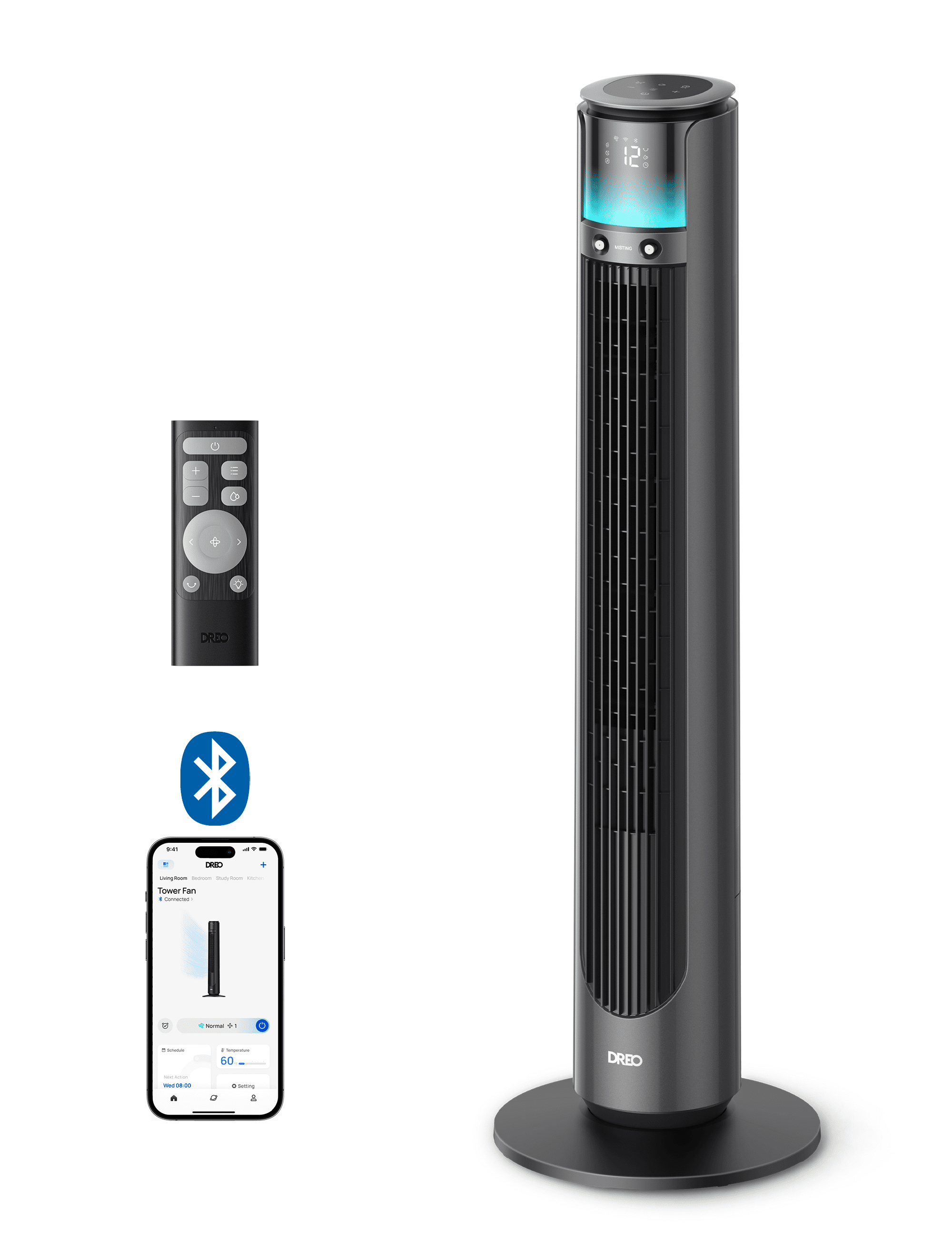 DREO TurboCool™ Outdoor Misting Fan 711AS Ultra-Quiet BLDC Motor Fan with 33 ft/s Hyperfast Airflow