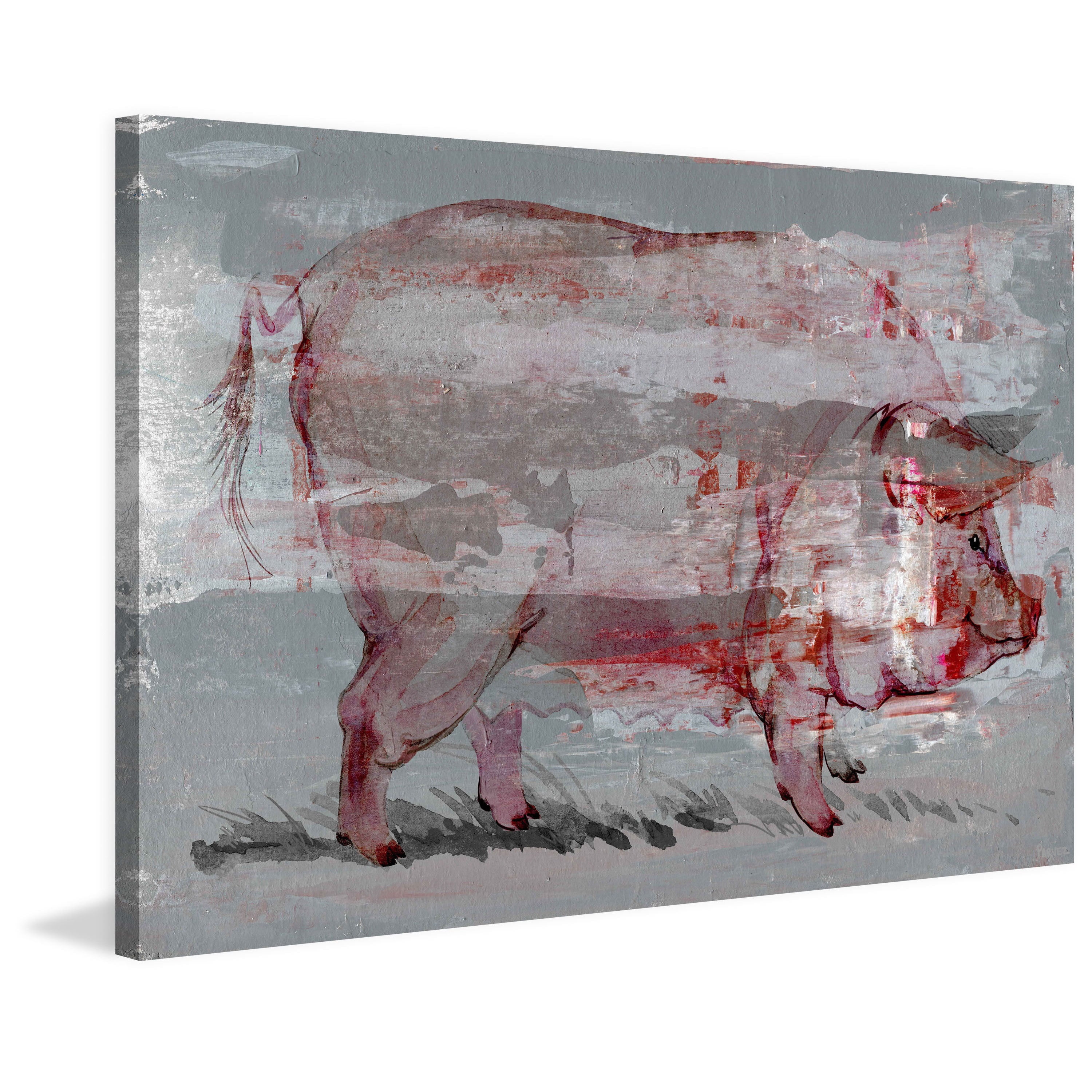 Parvez Taj Red Pig' Painting Print on Wrapped Canvas 45 x 30