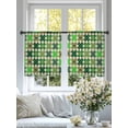 thumbnail image 3 of Saint Patrick's Day Sheer Curtains 54 Inch Length 2 Panels Set, Vintage Green Plaid Lucky Clovers Voile Window Treatment Rod Pocket Short Kitchen Curtains Drapes for Bedroom 52"x54"x2, 3 of 7