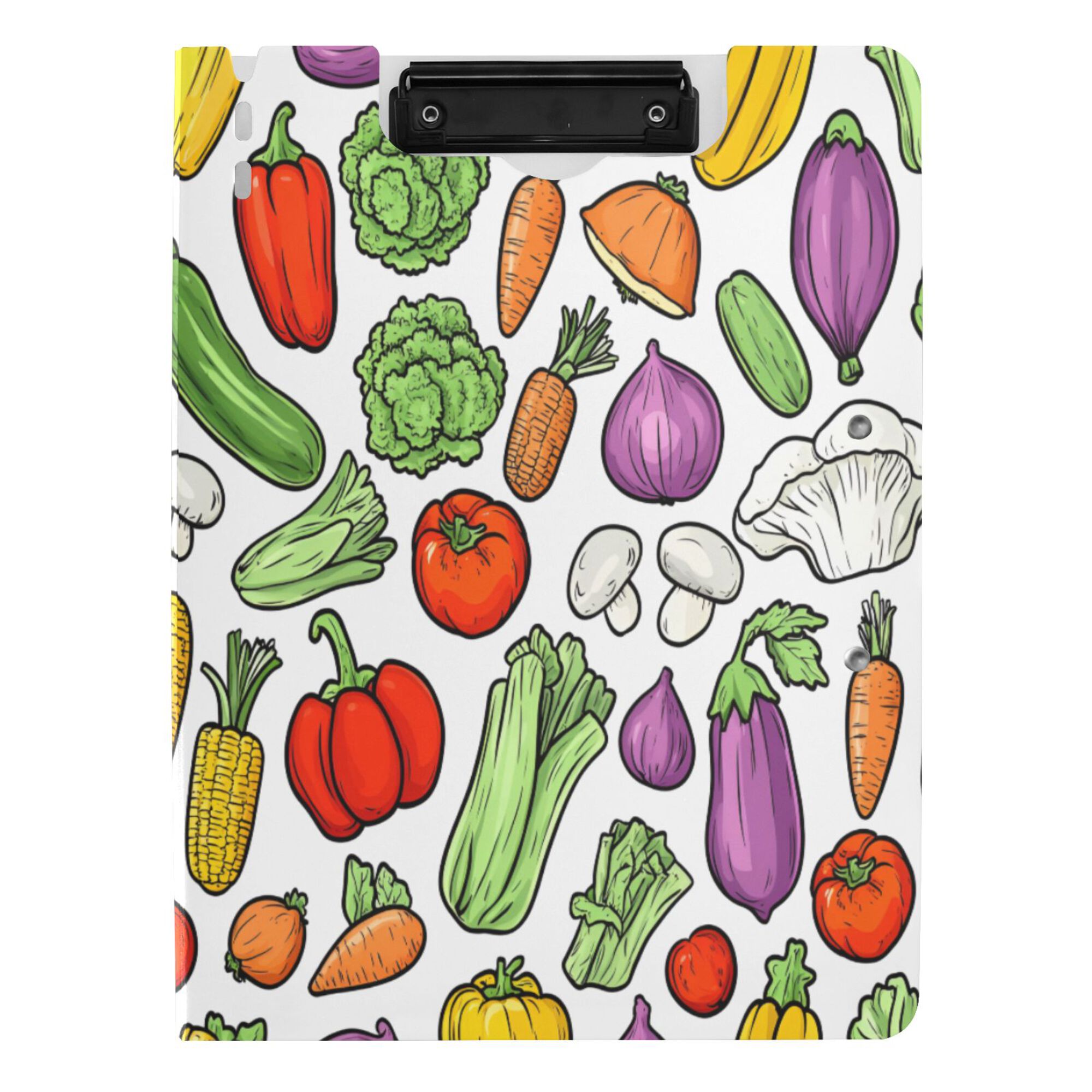 FORMRS A4 Clipboard Folder with Pen Holder Horizontal Foldable School Office Binder, Vegetables Pattern