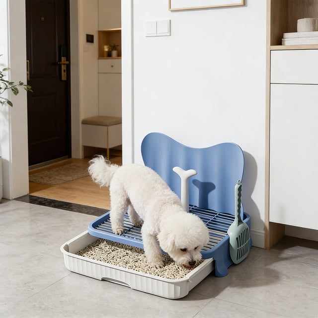 EGNMCR Dog Potty Tray With Spatter Baffle Urine Post Indoor Puppy Toilet With Removable Reseau Disclosure Proof Base Plain Clean Pet Litter Box For Small Medium Dogs P lastic dog toilets
