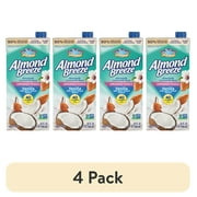 (4 pack) Almond Breeze Unsweetened Coconut Vanilla Almondmilk, Non GMO, 32 oz, Shelf Stable Cardboard Carton