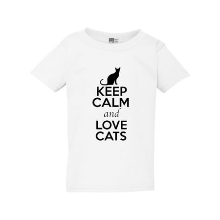 

Keep Calm And Love Cats Lover Pet Kitten Animals Toddler Kids T-Shirt Tee