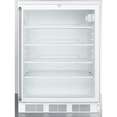 - Summit Appliance SCR600LSH 24 Commercially Approved Compact Beverage Center with 5.5 cu. ft. Capacity 4 Adjustable Wire Shelves Automatic Defrost and Lock in White