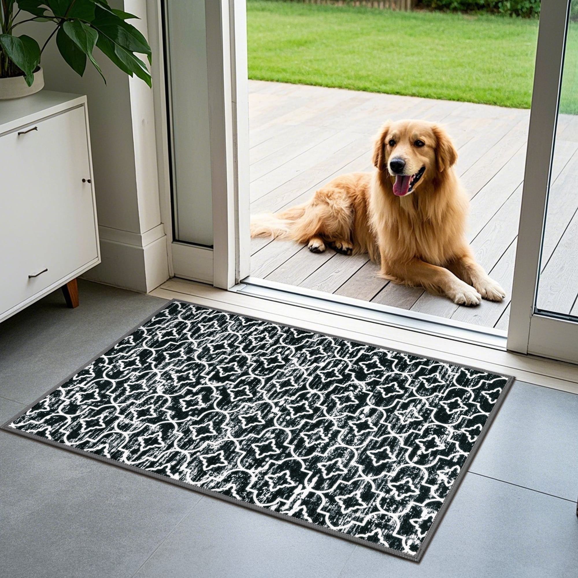 MeyJey Black Kitchen Rug Set 3 Piece, Non Slip Machine Washable Mats for Home Floor and Living Room