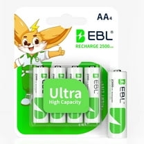EBL AA 2500mAh High Performance Ni-MH Rechargeable Batteries, 4 Pack