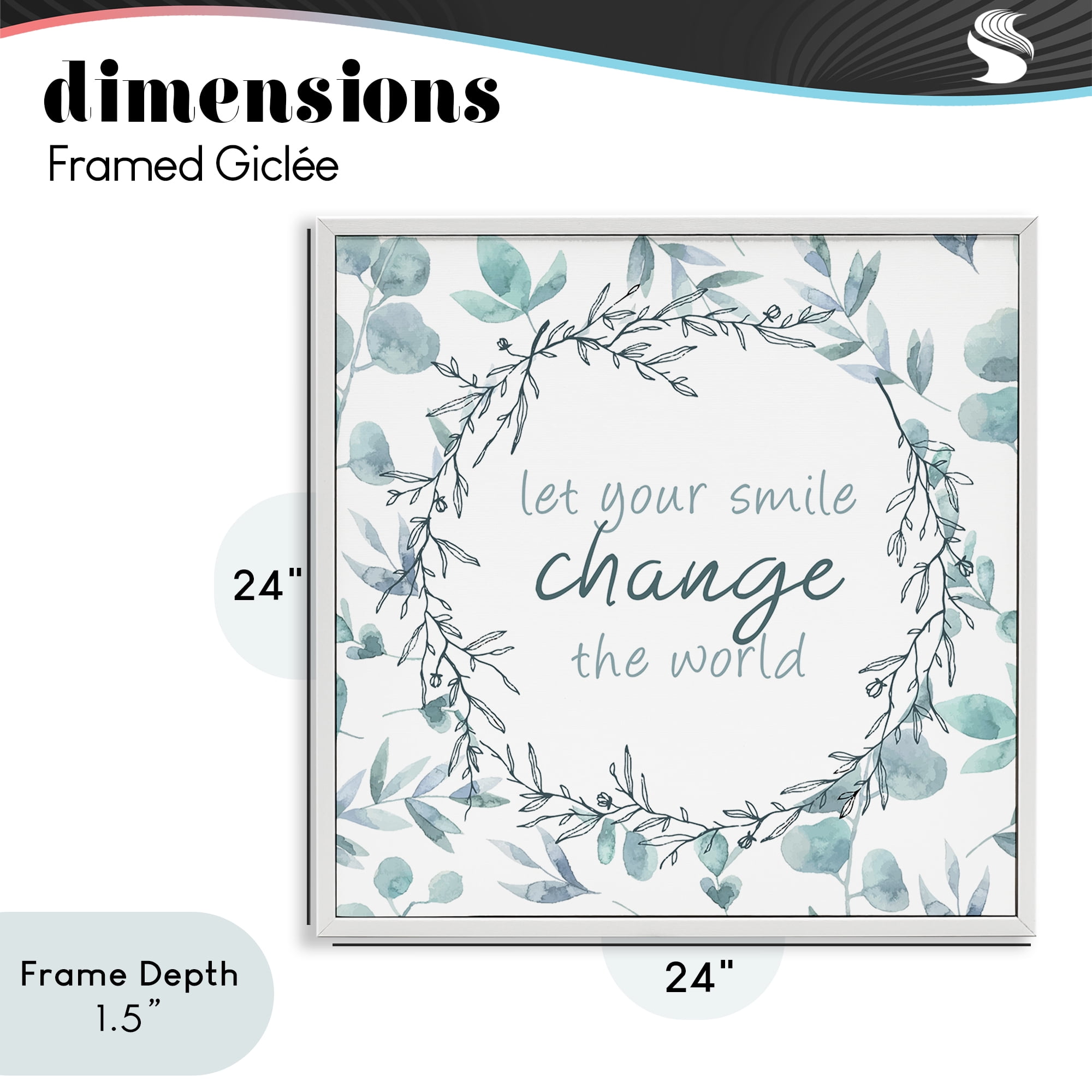 Stupell Industries Smile Change The World White Framed Giclee Art, design by Kim Allen