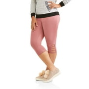 Junior's Plus Super Soft Brushed Lattice Capri Legging