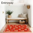 thumbnail image 3 of ODIKA 5'x7' Machine Washable Non-Slip Area Rug, Heritage Spruce Flurry Greeting High Traffic Rug, Red, 617753, 3 of 7