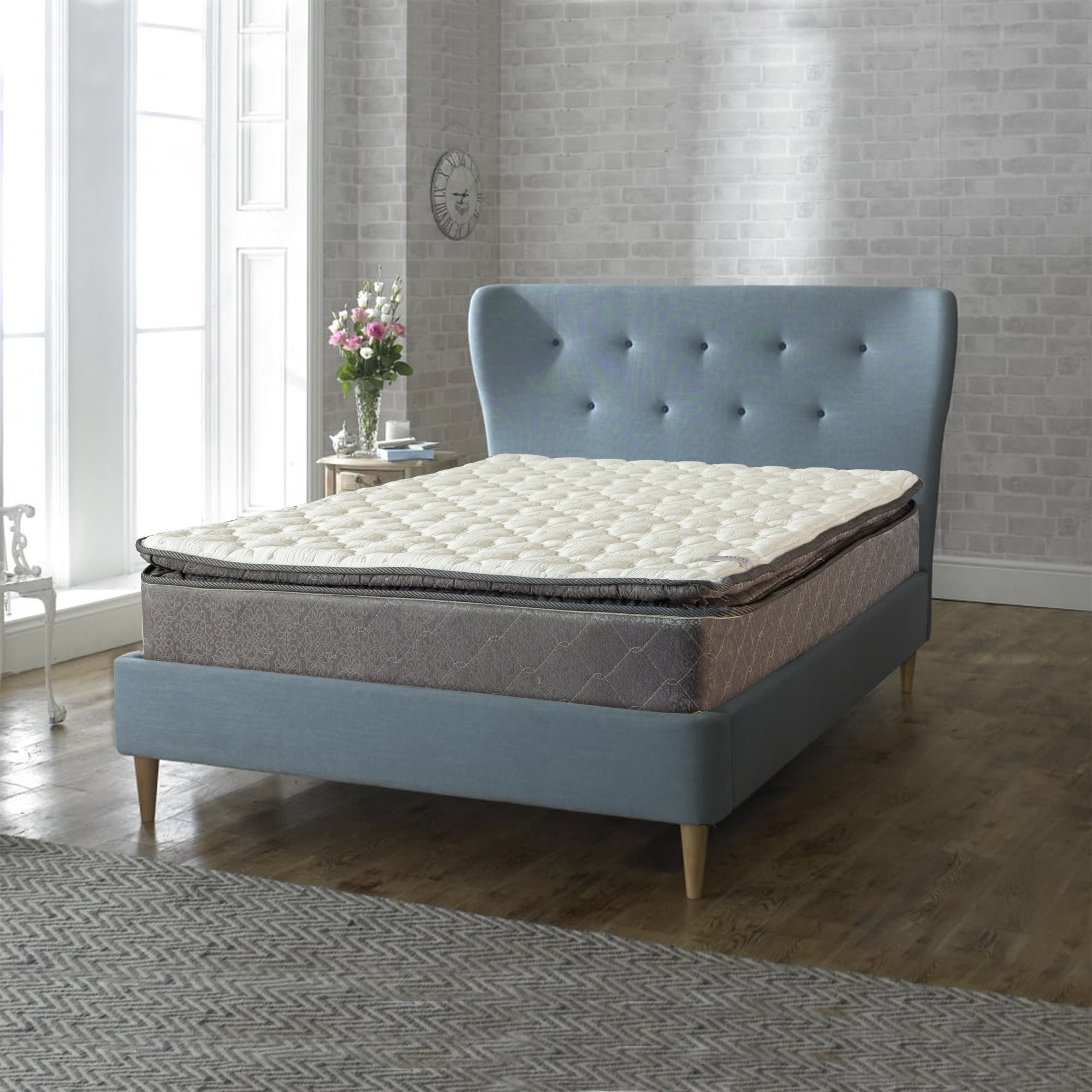 GOWTUN 12Inch Double Sided Foam Encased Double Pillow Top Medium Plush