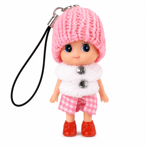 Sweet collection-Cute Doll Keychain with Knit Cap, Mini Bag Charm for Women , Assorted Color