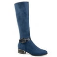thumbnail image 2 of Ferwind Women's Tall Boots Low Heels Beehive Texture Faux Suede Adult Navy  7.5, 2 of 4