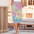 thumbnail image 2 of Zylarhe Women's Pants Women's Casual Capris High Waist Tie Dye Print Drawstring Joggers Comfortable Pants Soft Stretchy Yoga Trousers Trendy Athletic Bottoms, 2 of 5