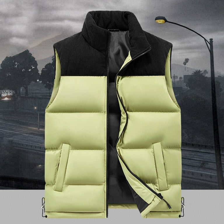 Busydd Plus Size Puffer Vest M 5XL Casual Warm Men s Outerwear Vests Sleeveless Zipper Puffy Vest Color Patchwork Trendy Oversized Puffy Vest with