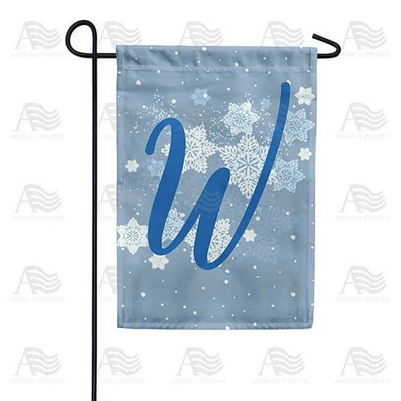 America Forever Winter Monogram Letter W Garden Flag Vertical Double Sided 12.5 x 18 inches Winter Holiday Decor for Outdoor, Porch for Decoration, Blue Snowflake Yard Flag
