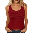 thumbnail image 2 of Tank Tops for Women Cotton Like Pleated Crewneck Sleeveless T Shirts Top Summer Casual Solid Round Neck Loose Fits Lightweight Tanks, 2 of 6