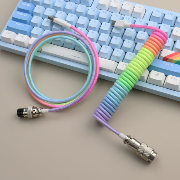 Custom Cables Type c Coiled Cable Mechanical Keyboard Usb c Rainbow Keyboard Cable for Mechanical Keyboard