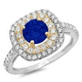 thumbnail image 2 of 1.615 ct Round Cut Simulated Blue Sapphire Halo Engagement Ring for Women in 18K White/Yellow Gold, 2 of 2