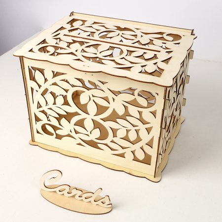 Diy Wooden Wedding Card Box With Lock And Card Sign Rustic Hollow
