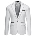 thumbnail image 2 of Autumn and winter men's single-breasted slits casual men's suit men's suit jacket-sea Blue-M, 2 of 5