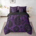 thumbnail image 2 of Manfei Bohemian Paisley Twin Bedding Sets 7pcs, Hippie Mandala Bedding Comforter Set, Black Purple Sheet Sets, Lightweight Room Decor, 2 of 8