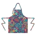 thumbnail image 2 of Purple Pioneer Flower and Paisley Pattern Apron-Garden Aprons for Women with Pockets-Cotton Linen Waterproof Kitchen Cooking Gardening Aprons Adjustable for Kitchen,Cooking,BBQ and Salon 33x27 Inch, 2 of 7